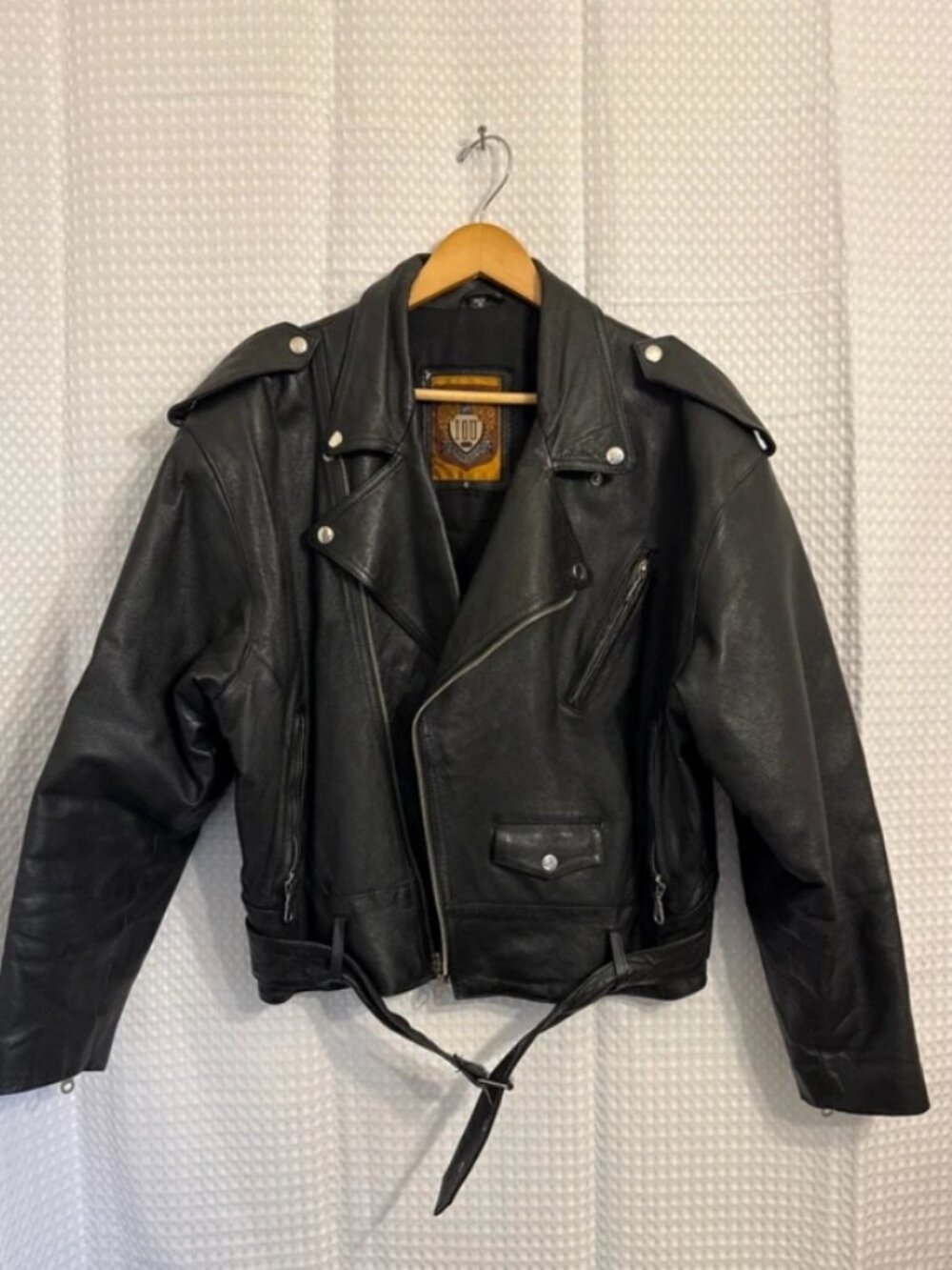 I.O.U. Leather Collection Biker Jacket Size Small
